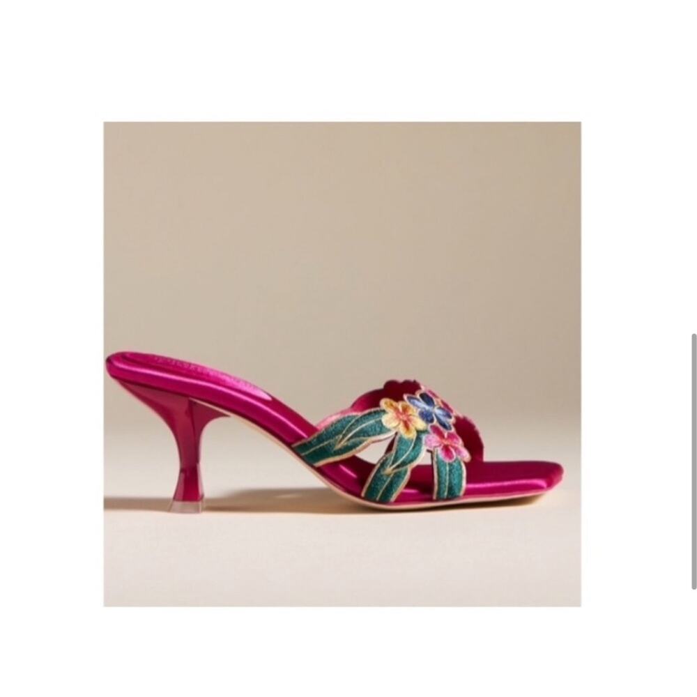 Anthropologie Flora Heels in Bright Pink. - Picture 2 of 7